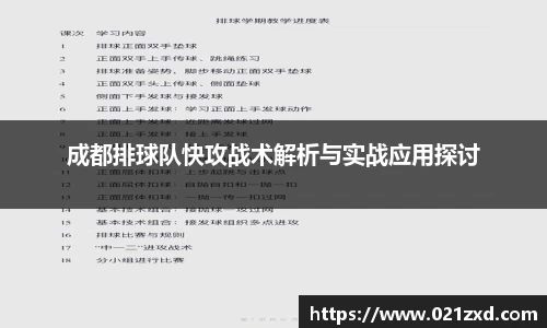 成都排球队快攻战术解析与实战应用探讨